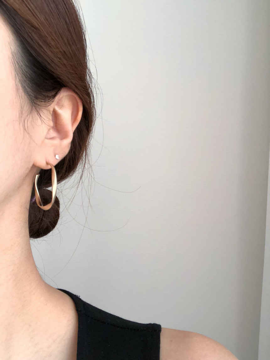 Twisted moon ring earrings Bold gold silver pearl 