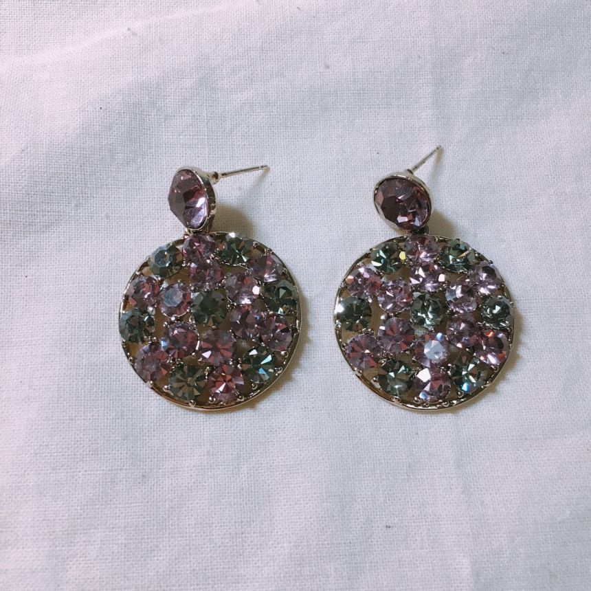 Lukje Purple Round Earrings Big LKJ0976 Attractive