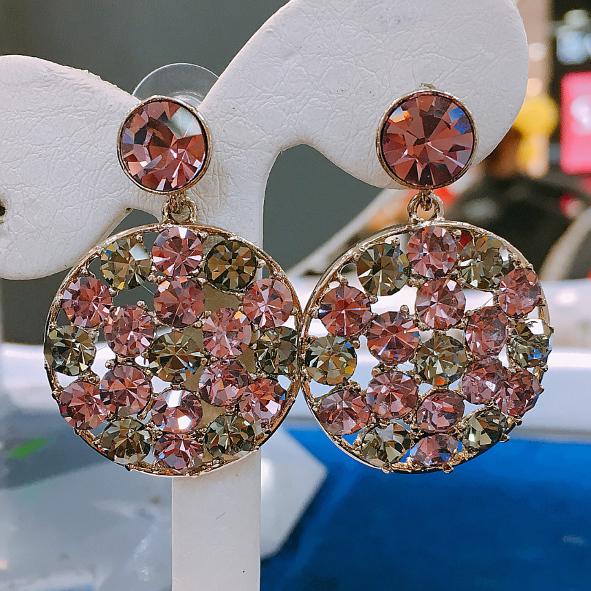 Lukje Purple Round Earrings Big LKJ0976 Attractive