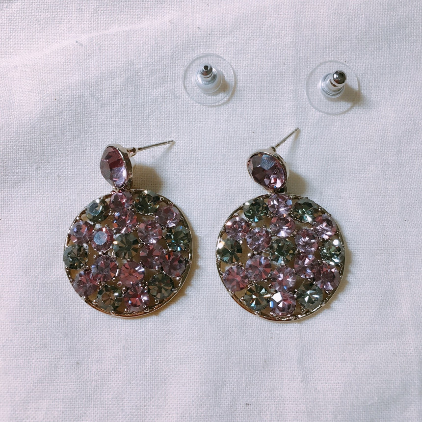 Lukje Purple Round Earrings Big LKJ0976 Attractive