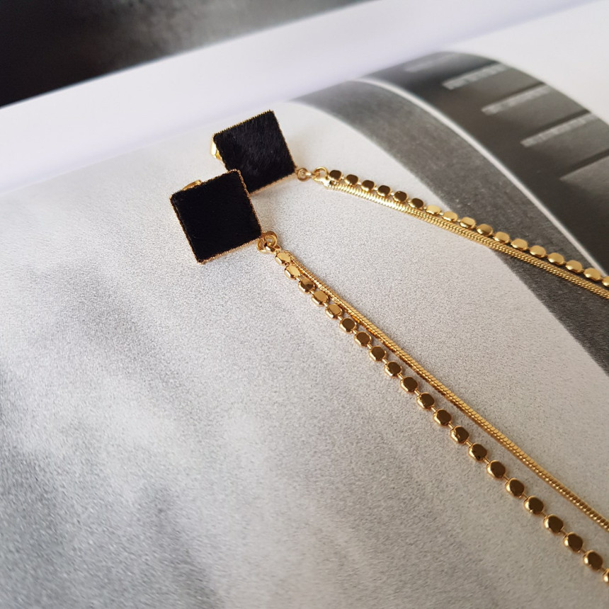 Julie Velvet Long Drop Earrings 3color Train Style