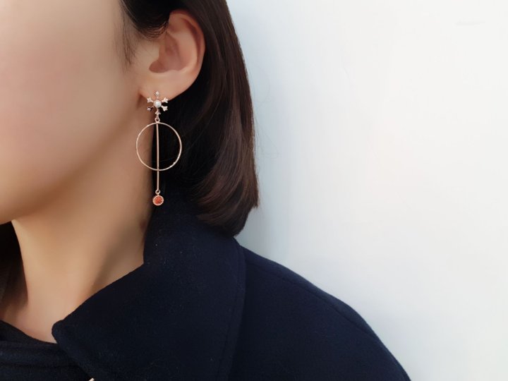 Silvered Red Gem Drop Earrings