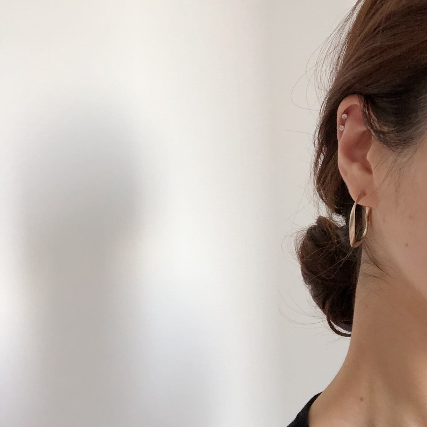 Twisted moon ring earrings Bold gold silver pearl 