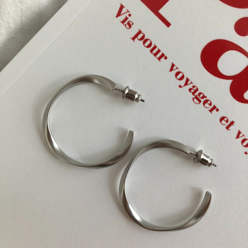 Twisted moon ring earrings Bold gold silver pearl 