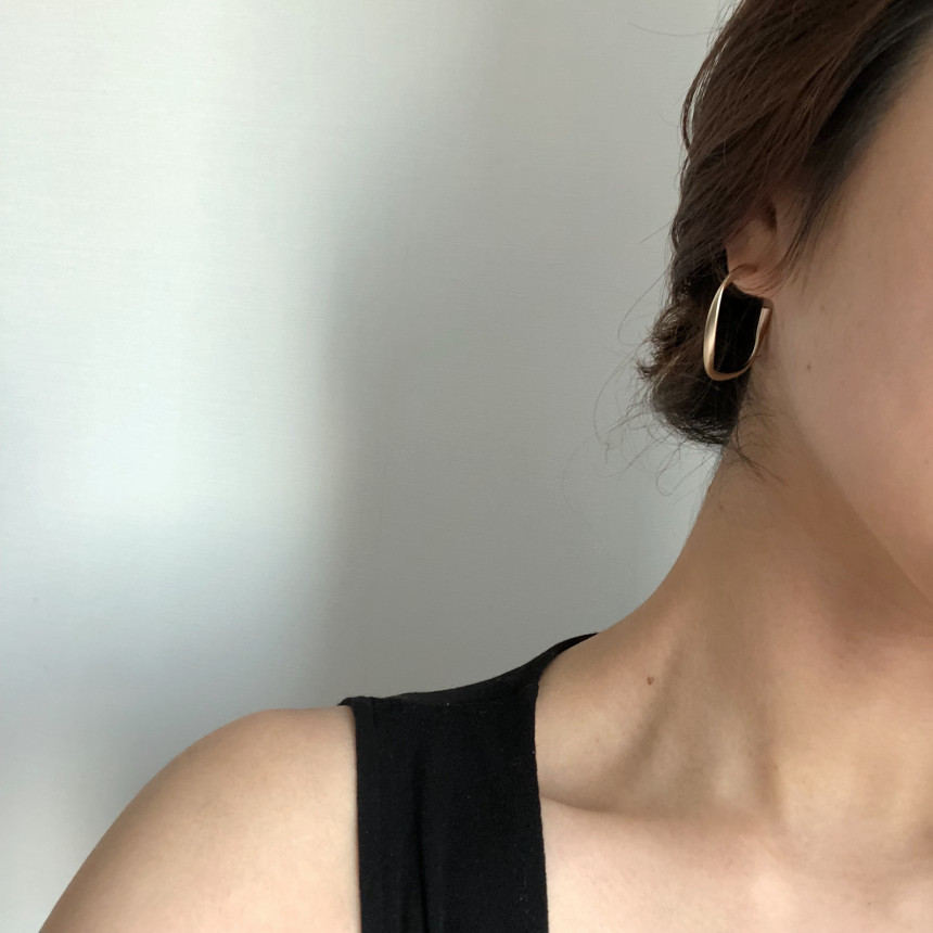 Twisted moon ring earrings Bold gold silver pearl 