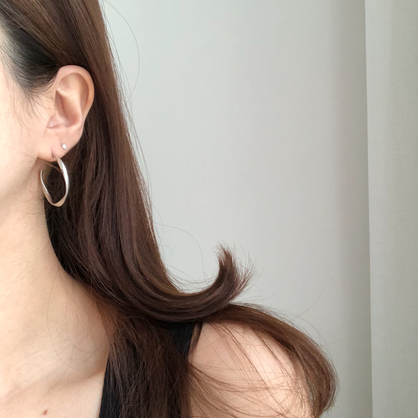 Twisted moon ring earrings Bold gold silver pearl 