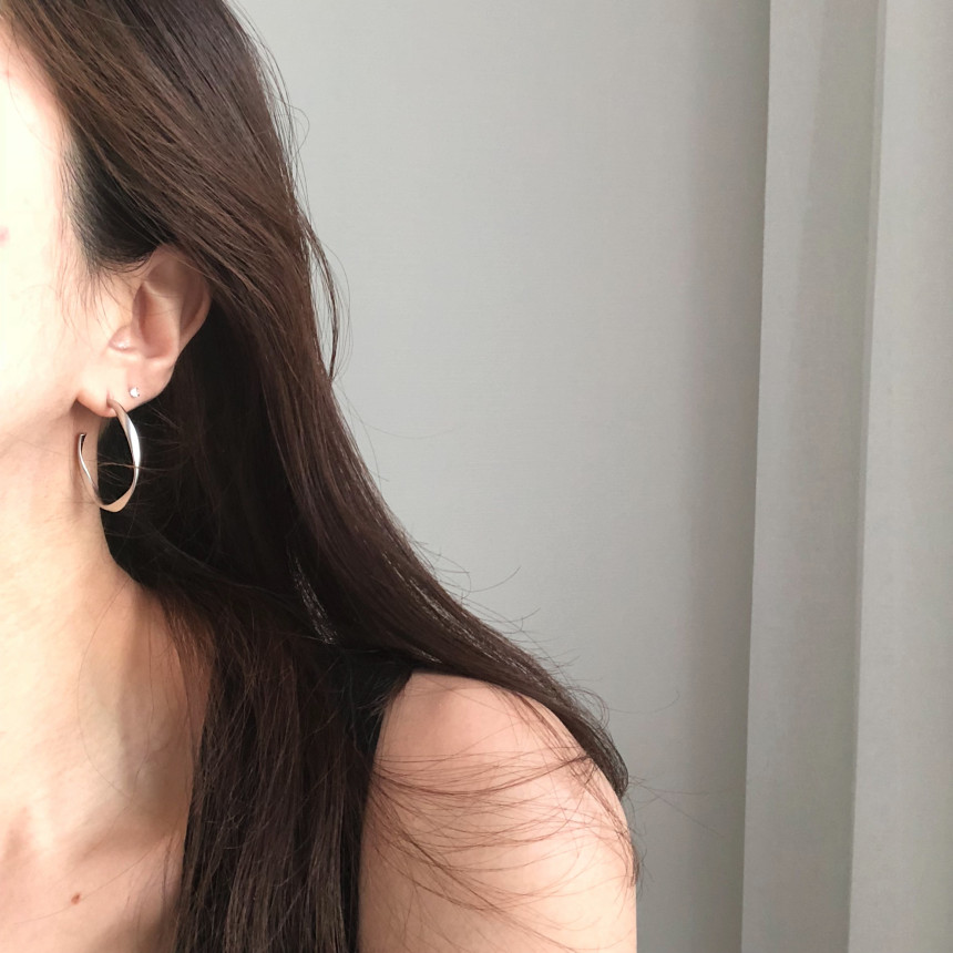 Twisted moon ring earrings Bold gold silver pearl 