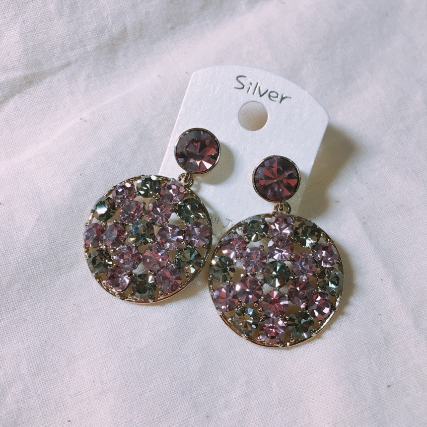 Lukje Purple Round Earrings Big LKJ0976 Attractive