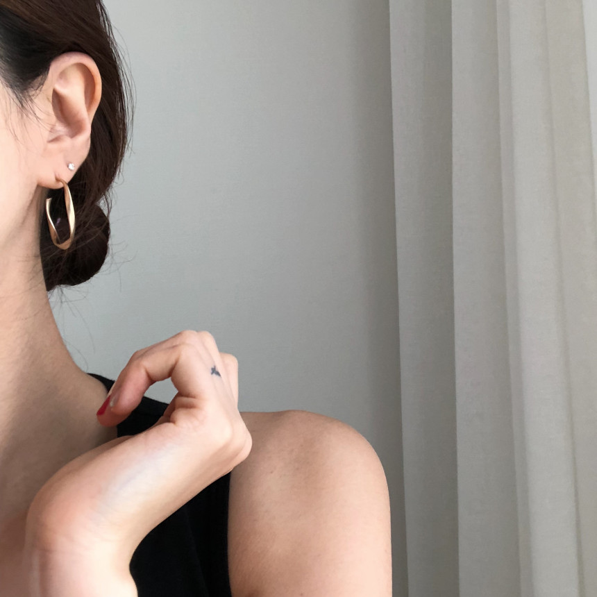 Twisted moon ring earrings Bold gold silver pearl 