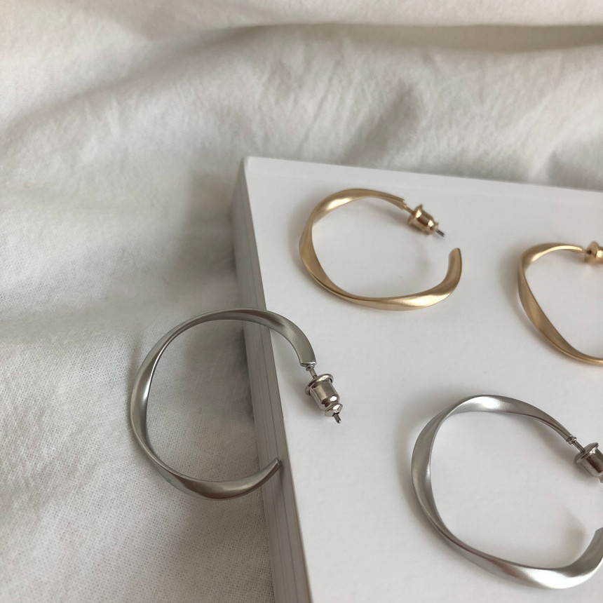 Twisted moon ring earrings Bold gold silver pearl 