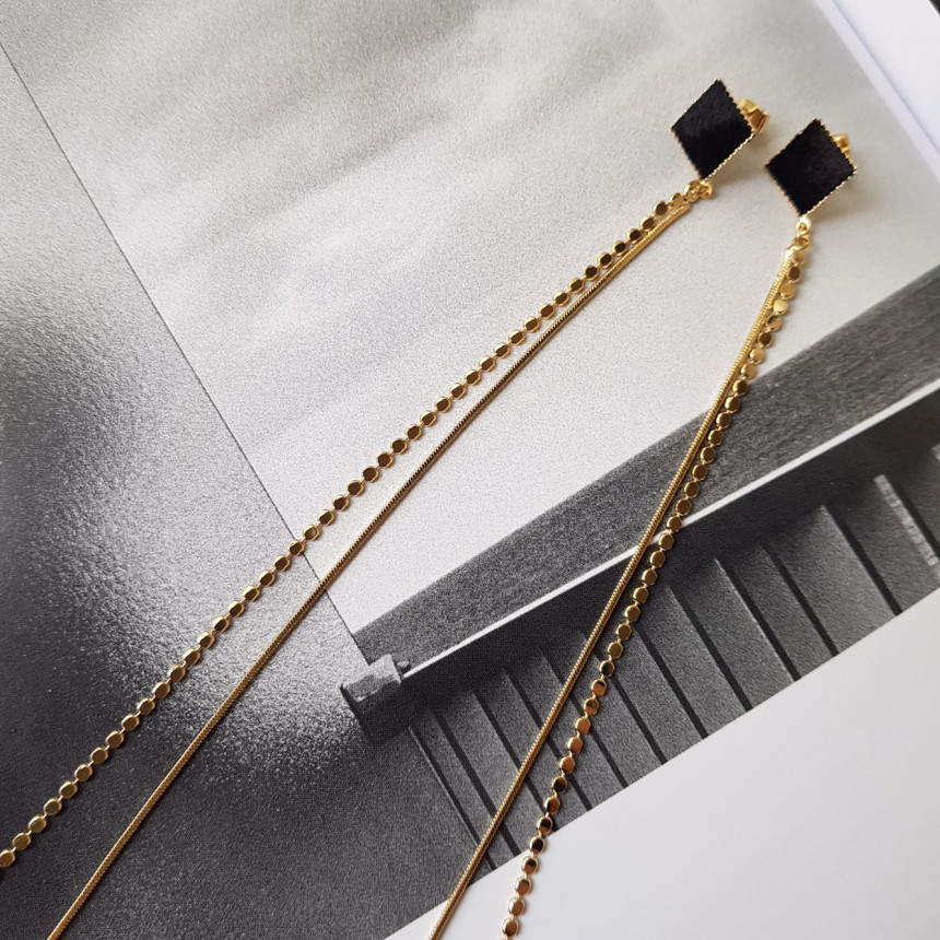 Julie Velvet Long Drop Earrings 3color Train Style