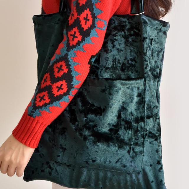 TOTE ECO SHOPPING TRAVEL Green Velor Eco Bag Black