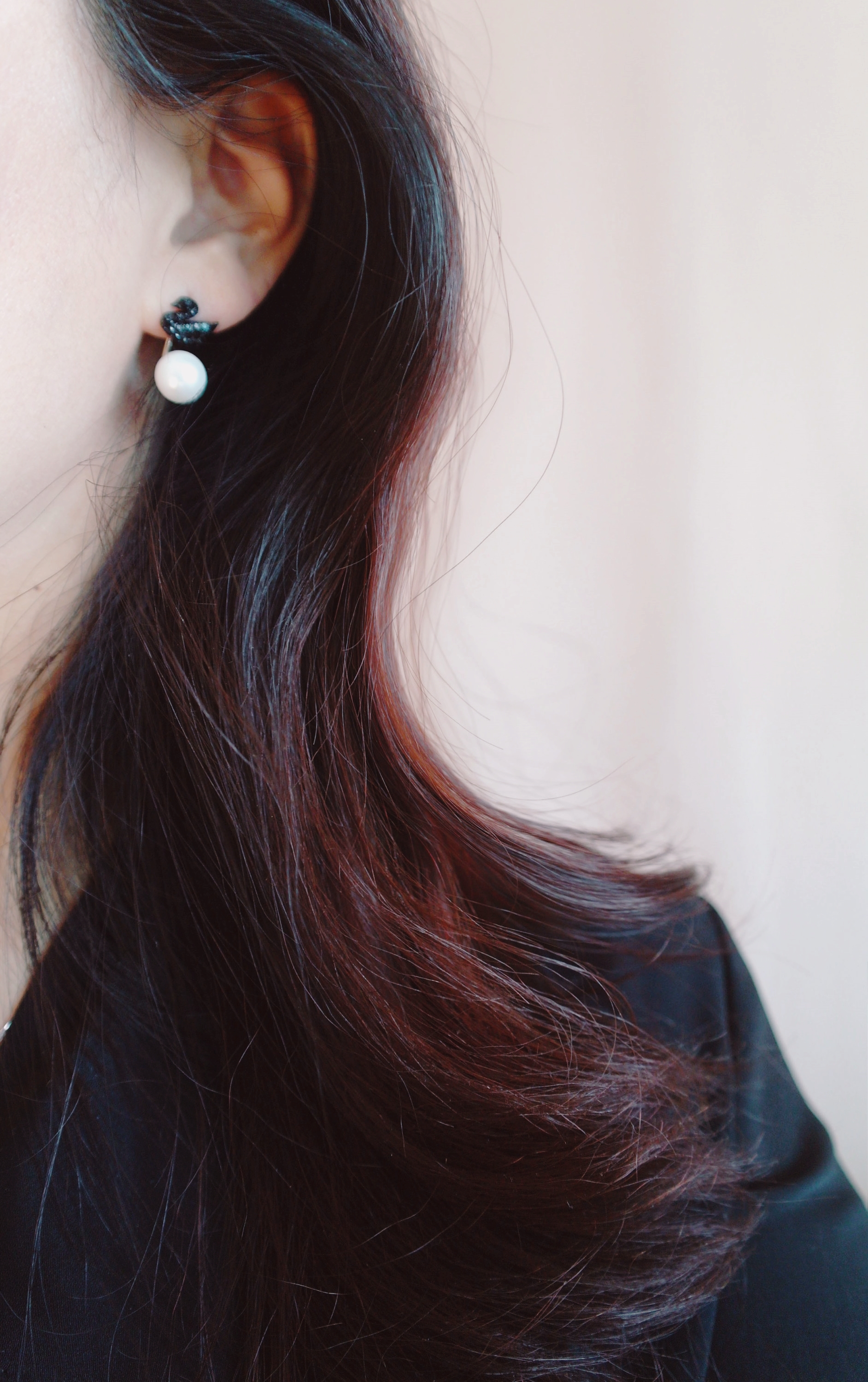 Black Swan Two-Way Pearl Earrings Gilded Wedding F