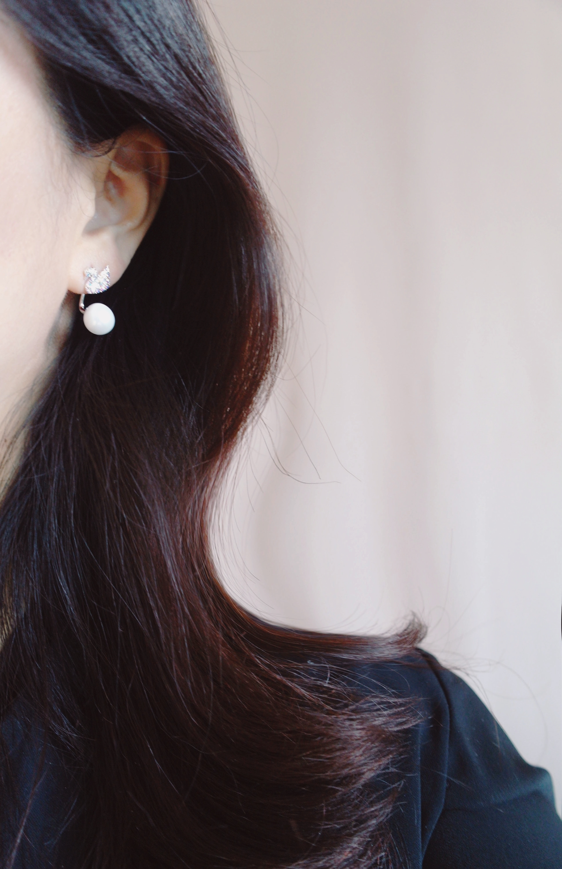 Black Swan Two-Way Pearl Earrings Gilded Wedding F