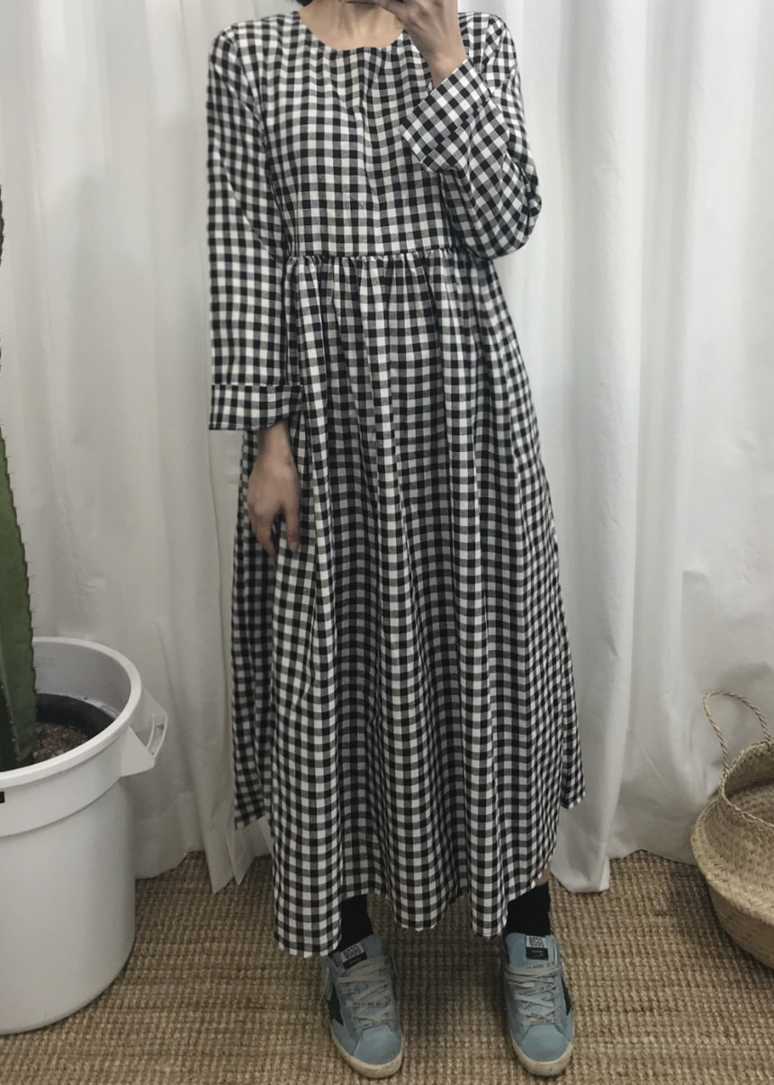 Flare check dress