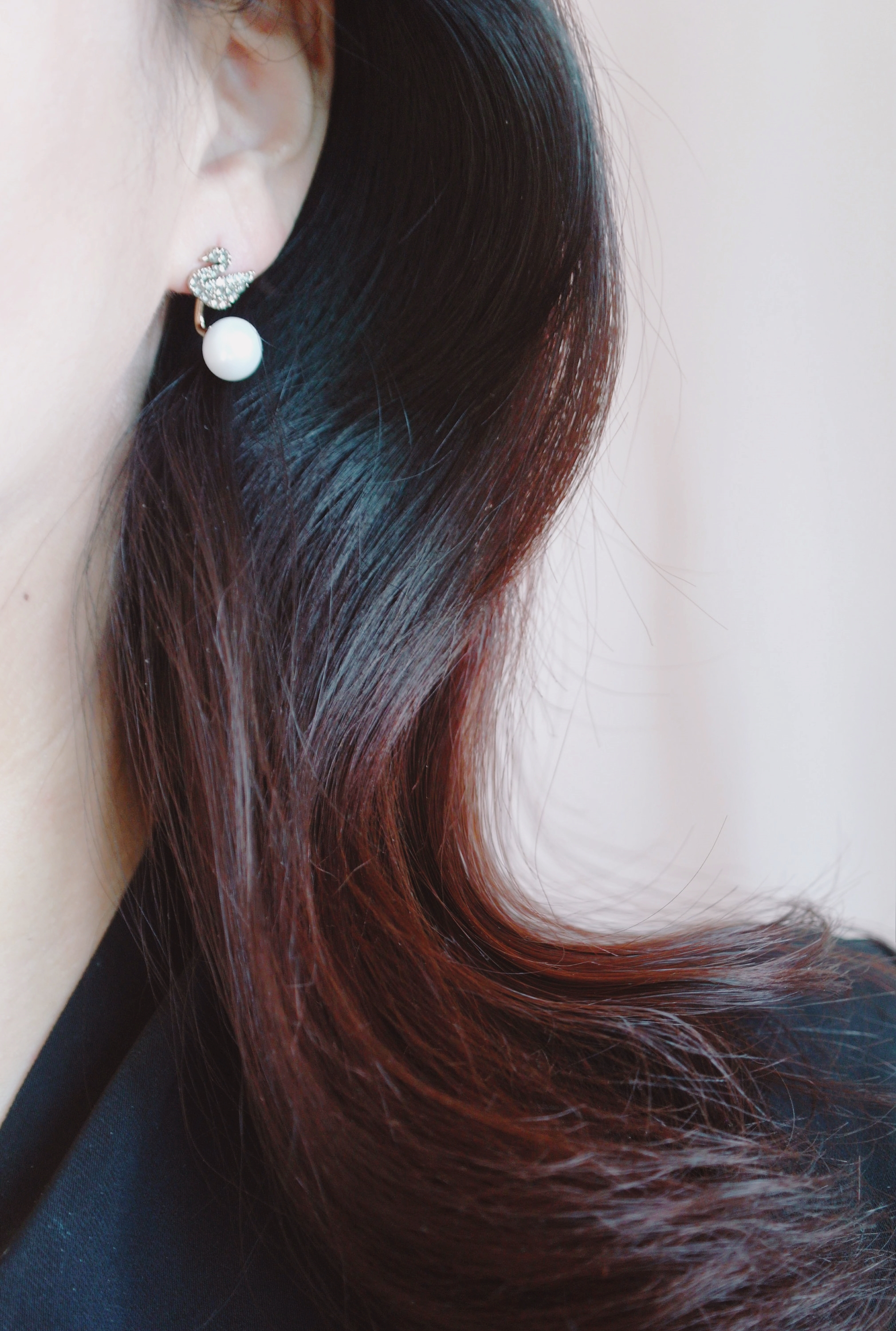 Black Swan Two-Way Pearl Earrings Gilded Wedding F