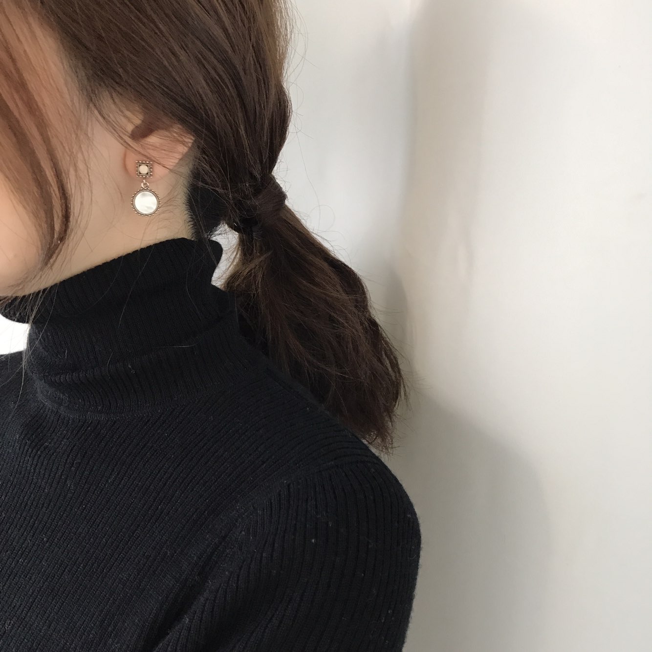 Loose stone petite drop earrings 3color Antique Mi