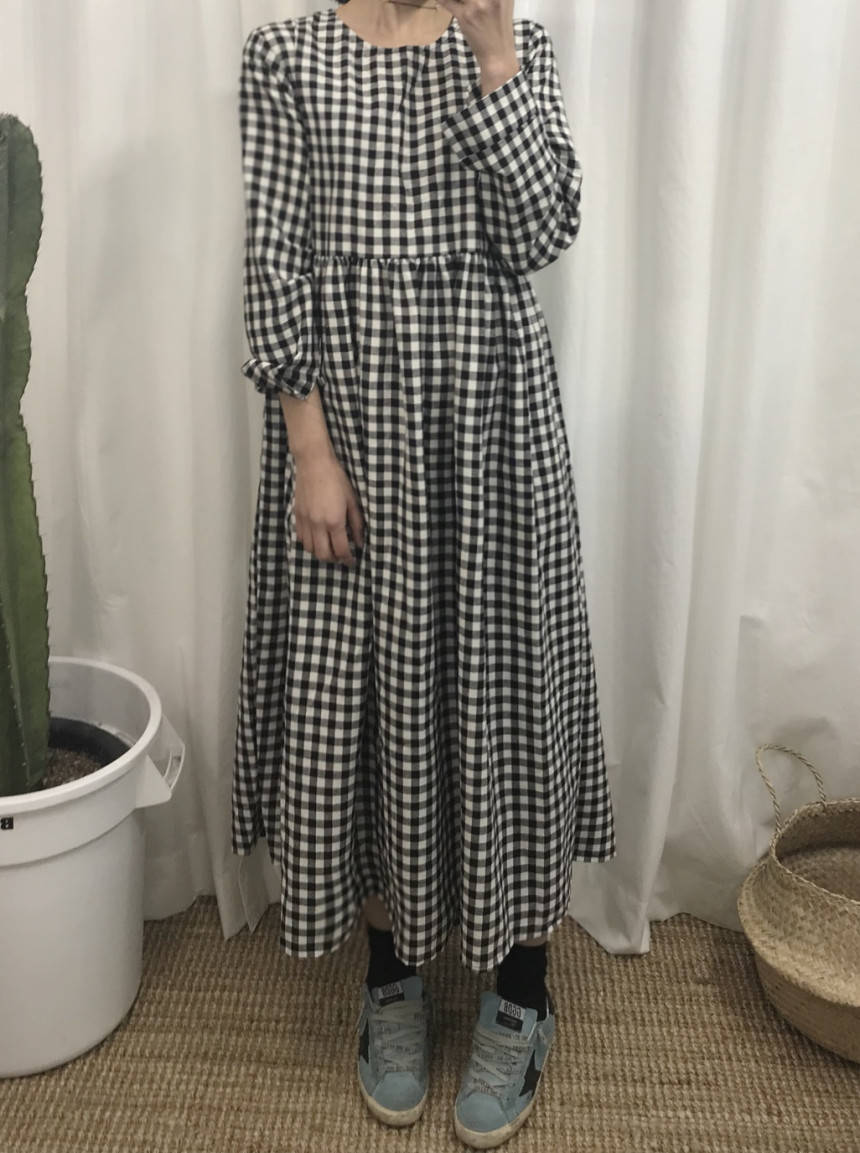 Flare check dress