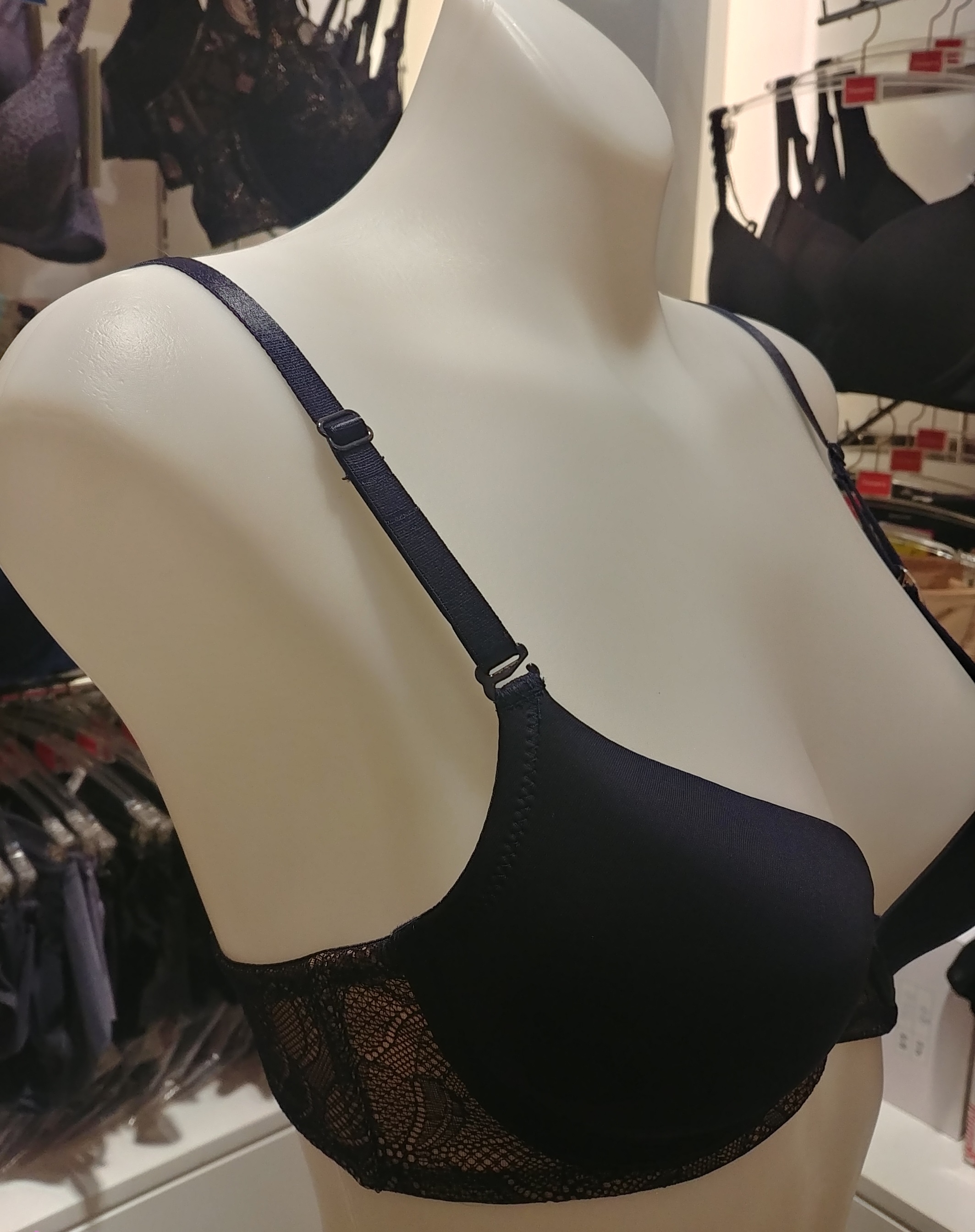 Triumph Navy Solid front side panel wing bra NY TW