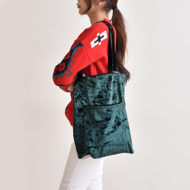 TOTE ECO SHOPPING TRAVEL Green Velor Eco Bag Black