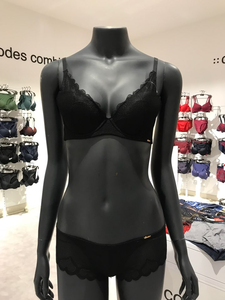 Corde combine innerwear black lace bra panties SET