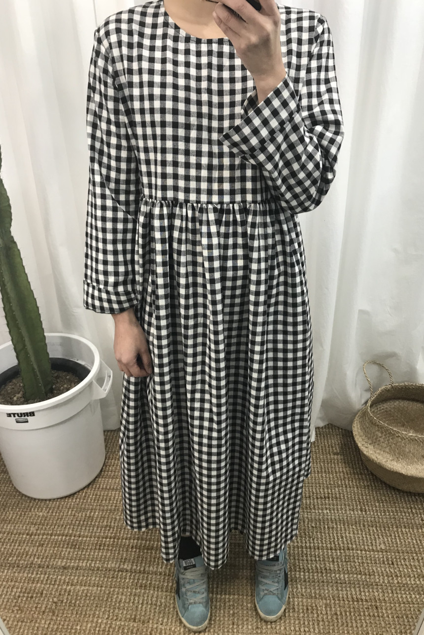 Flare check dress