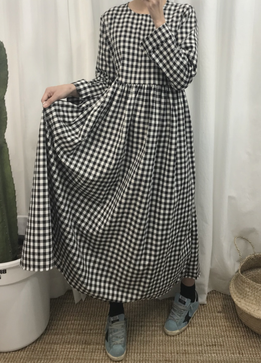 Flare check dress