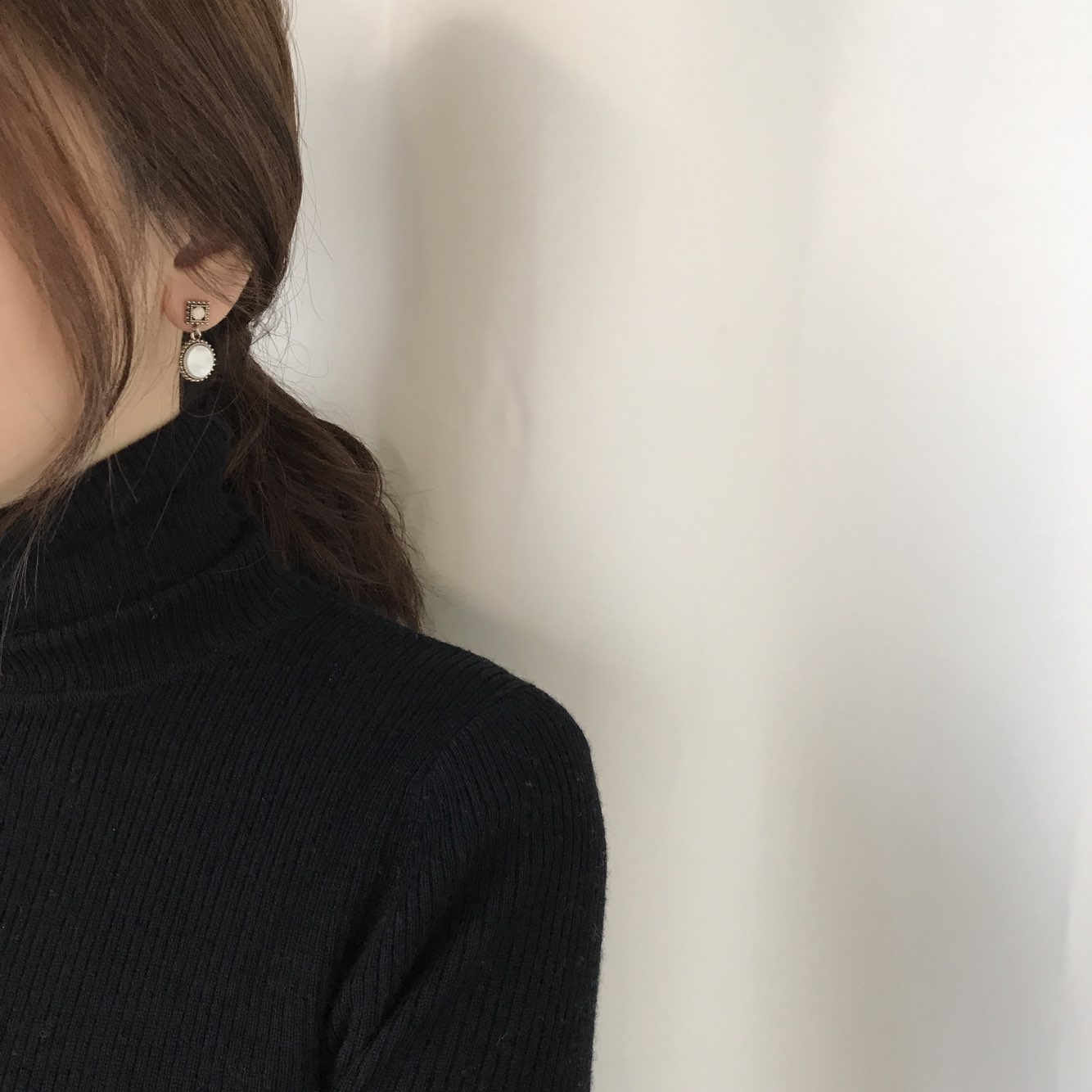 Loose stone petite drop earrings 3color Antique Mi