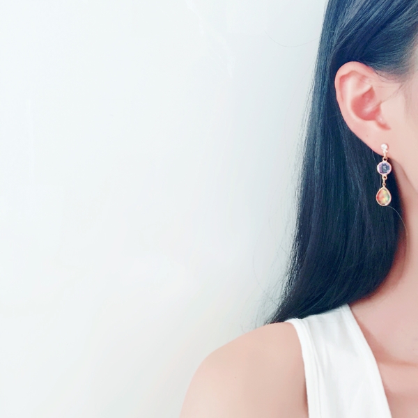 Violet earrings and earrings invisible gift annive