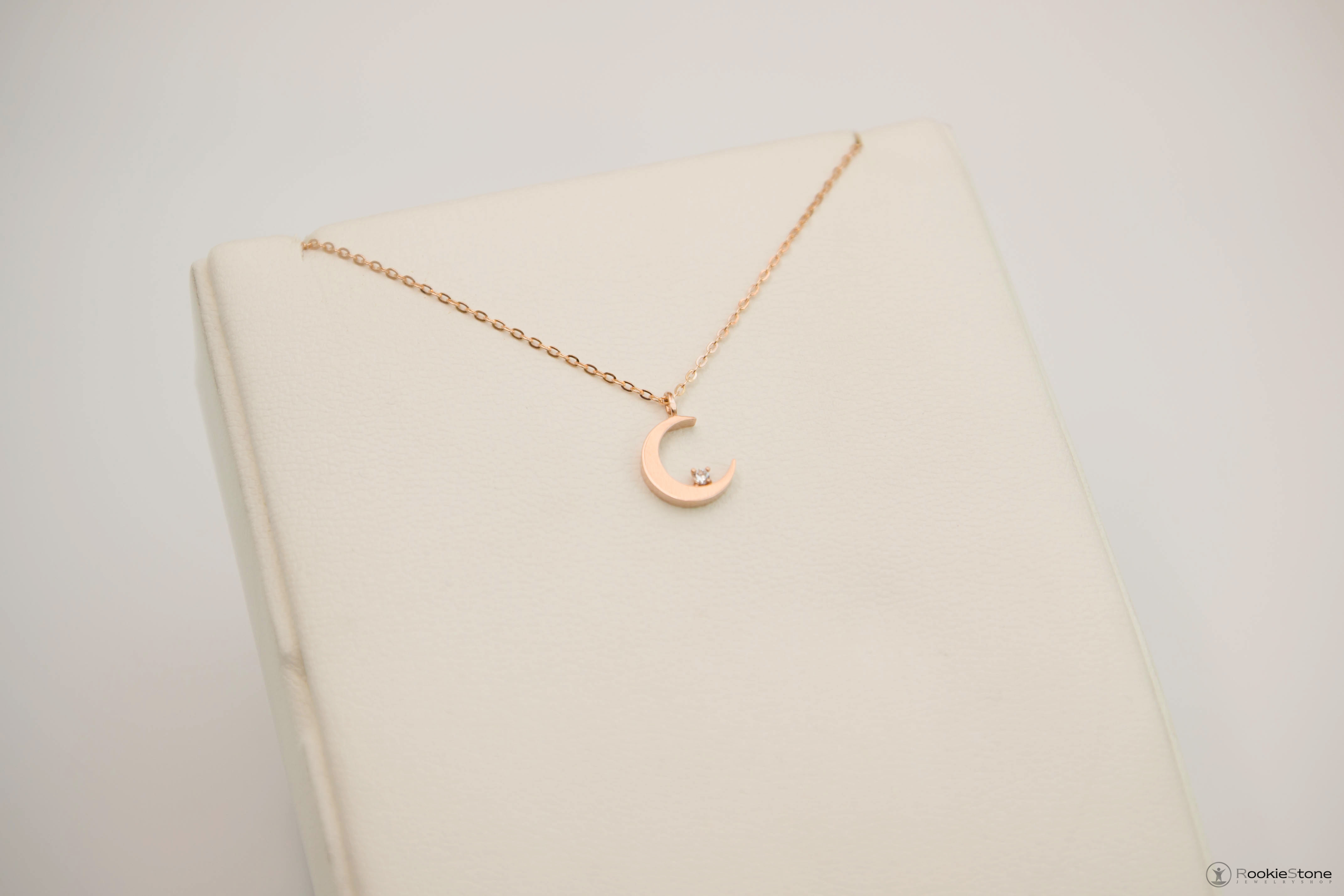 14K Lady Crescent Necklace 14k Pendant 14k Gift 14