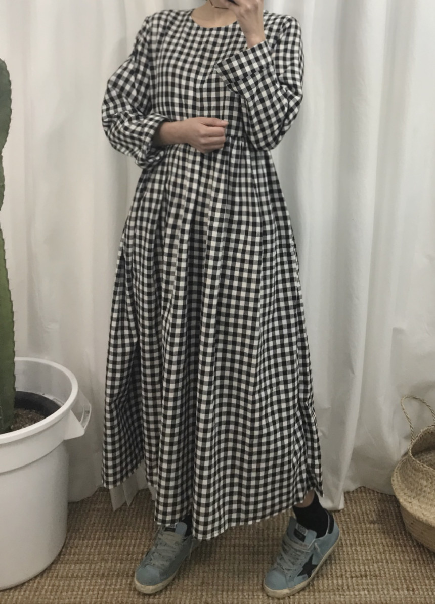 Flare check dress