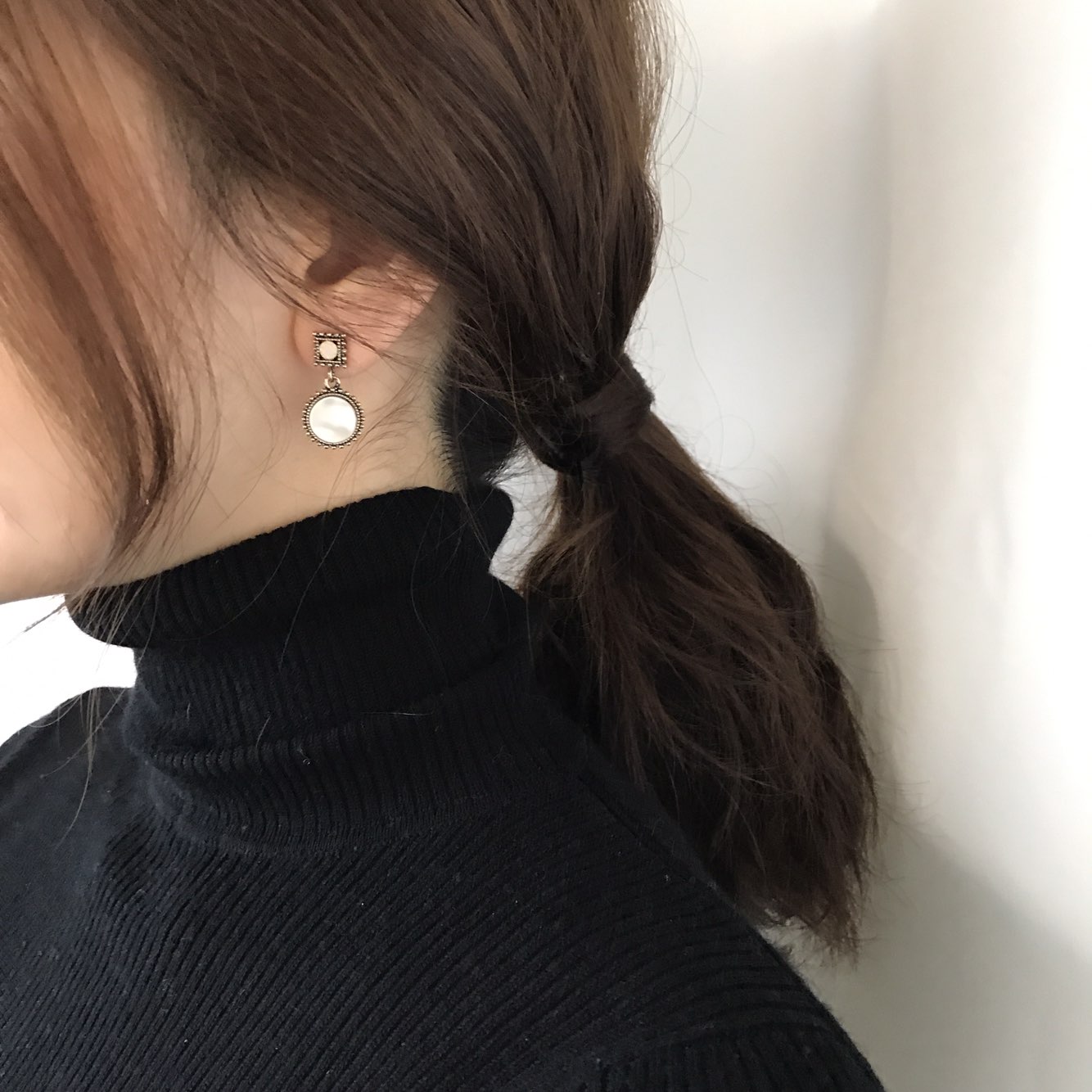 Loose stone petite drop earrings 3color Antique Mi