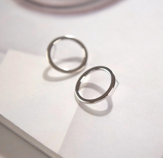 Modern Ring Earrings Silver Circle Simple Daily