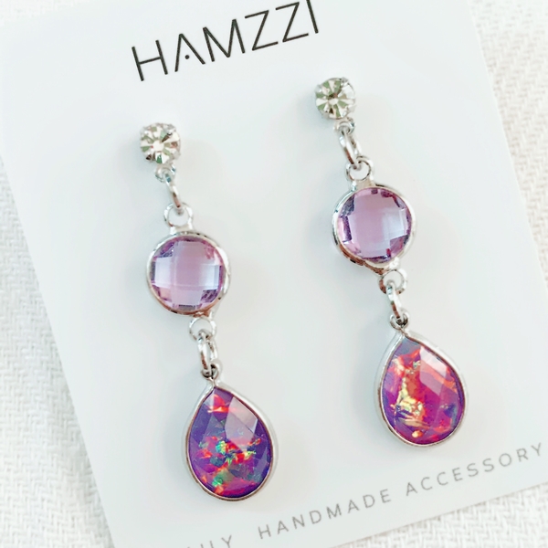 Violet earrings and earrings invisible gift annive
