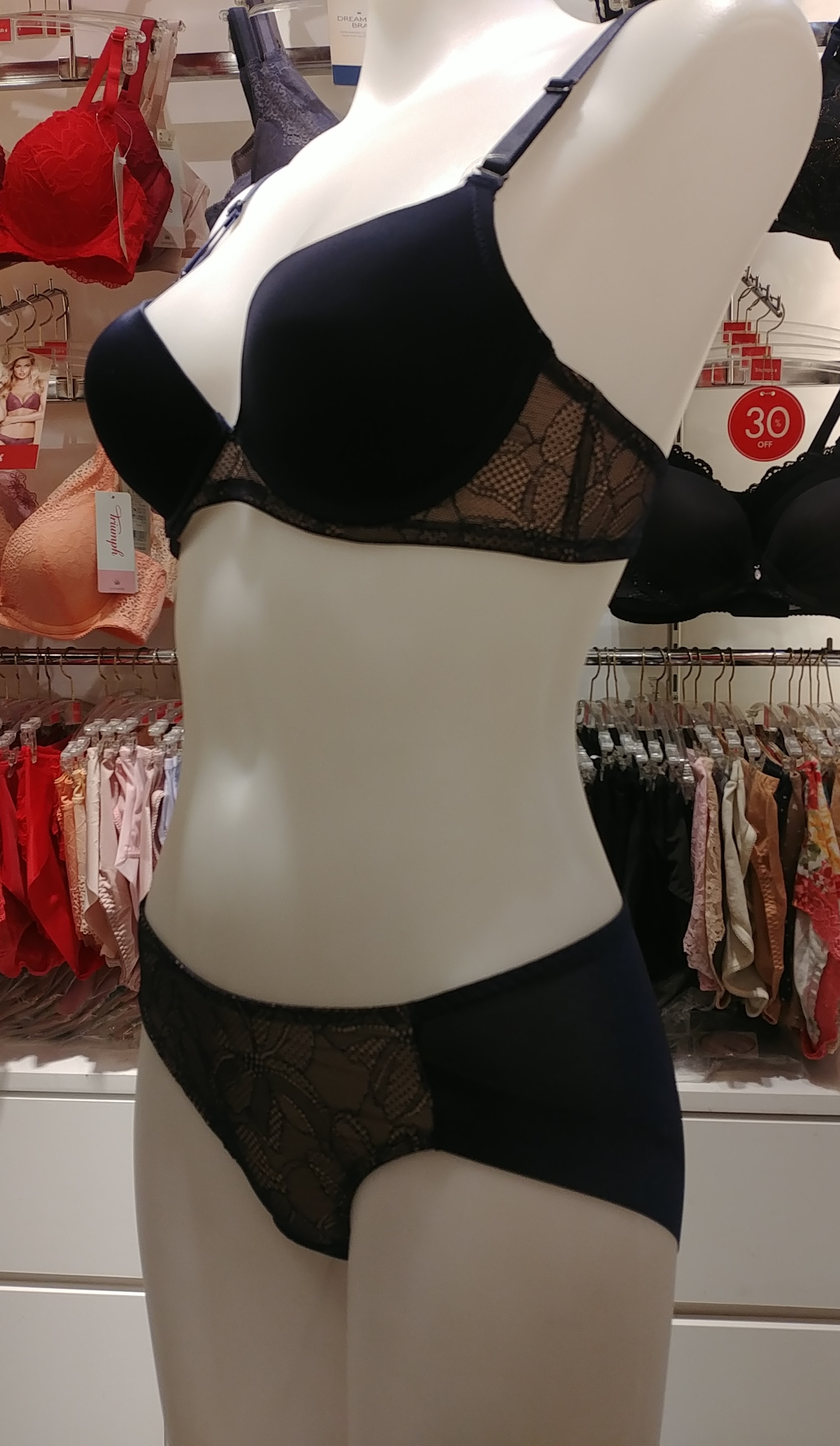 Triumph Navy Solid front side panel wing bra NY TW