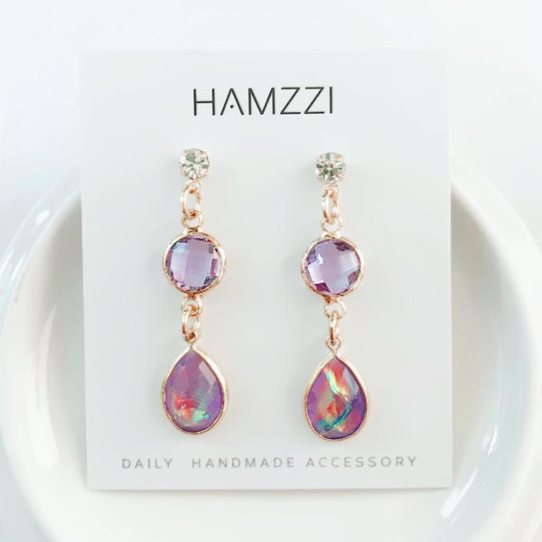 Violet earrings and earrings invisible gift annive