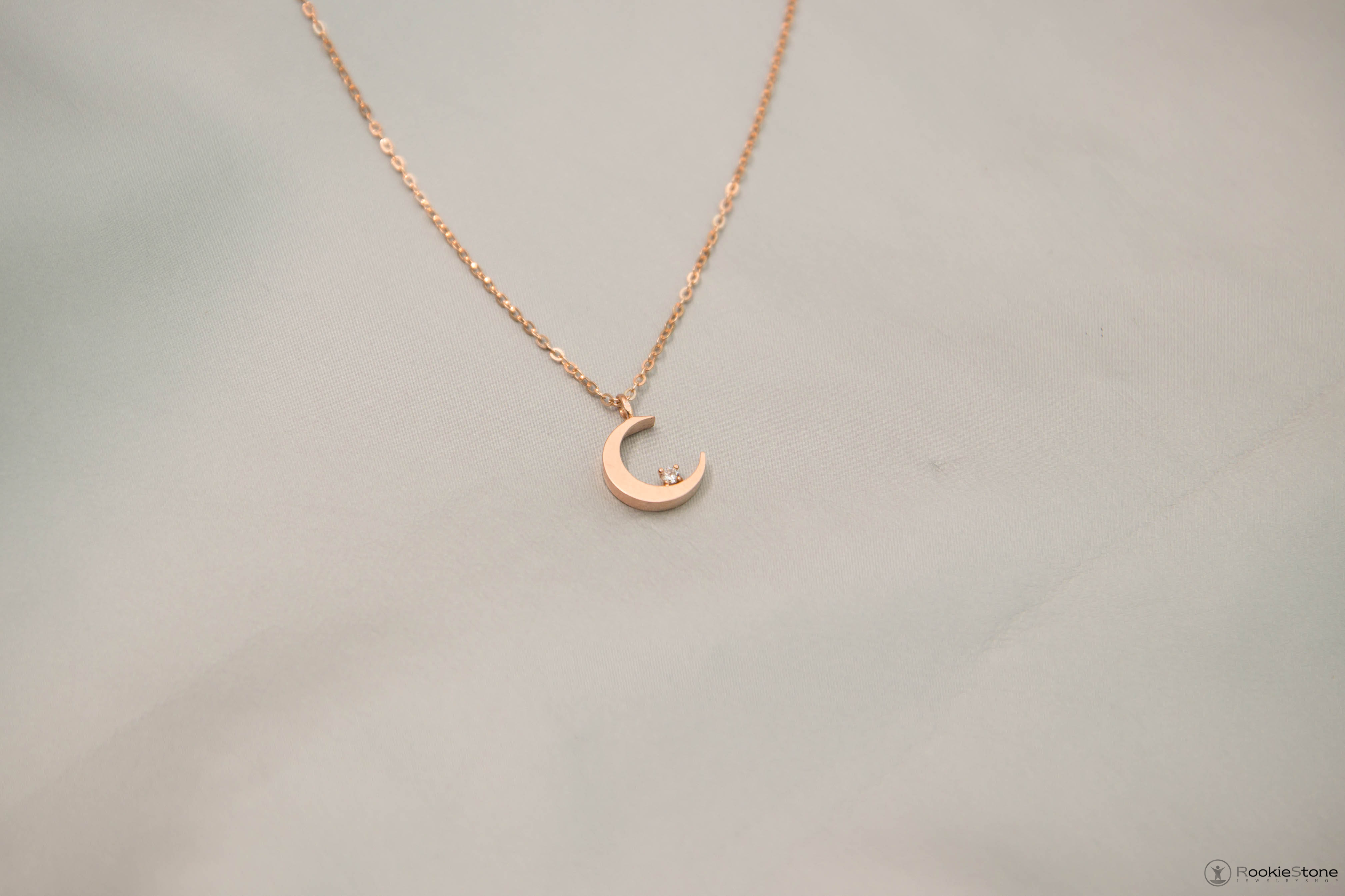 14K Lady Crescent Necklace 14k Pendant 14k Gift 14