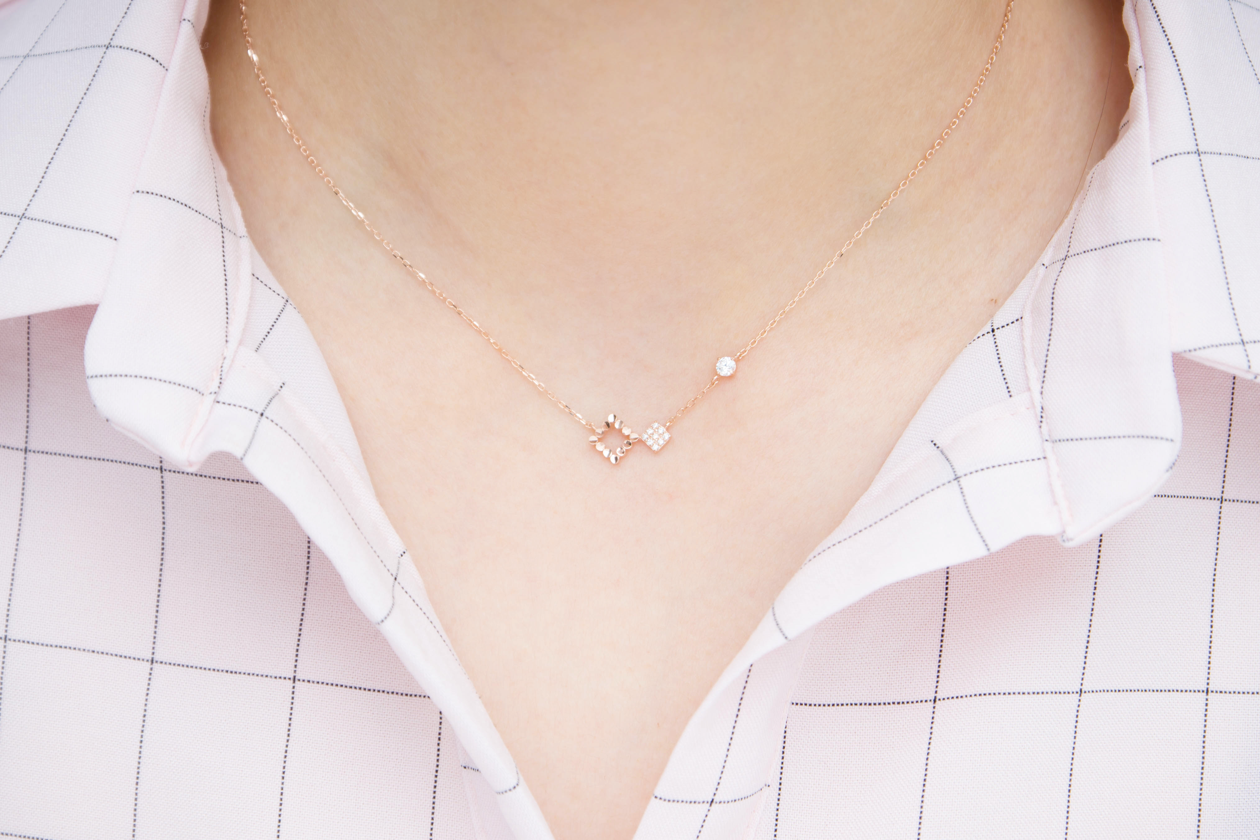 14k Square Necklace 14K Women 20s Simple 14k Anniv