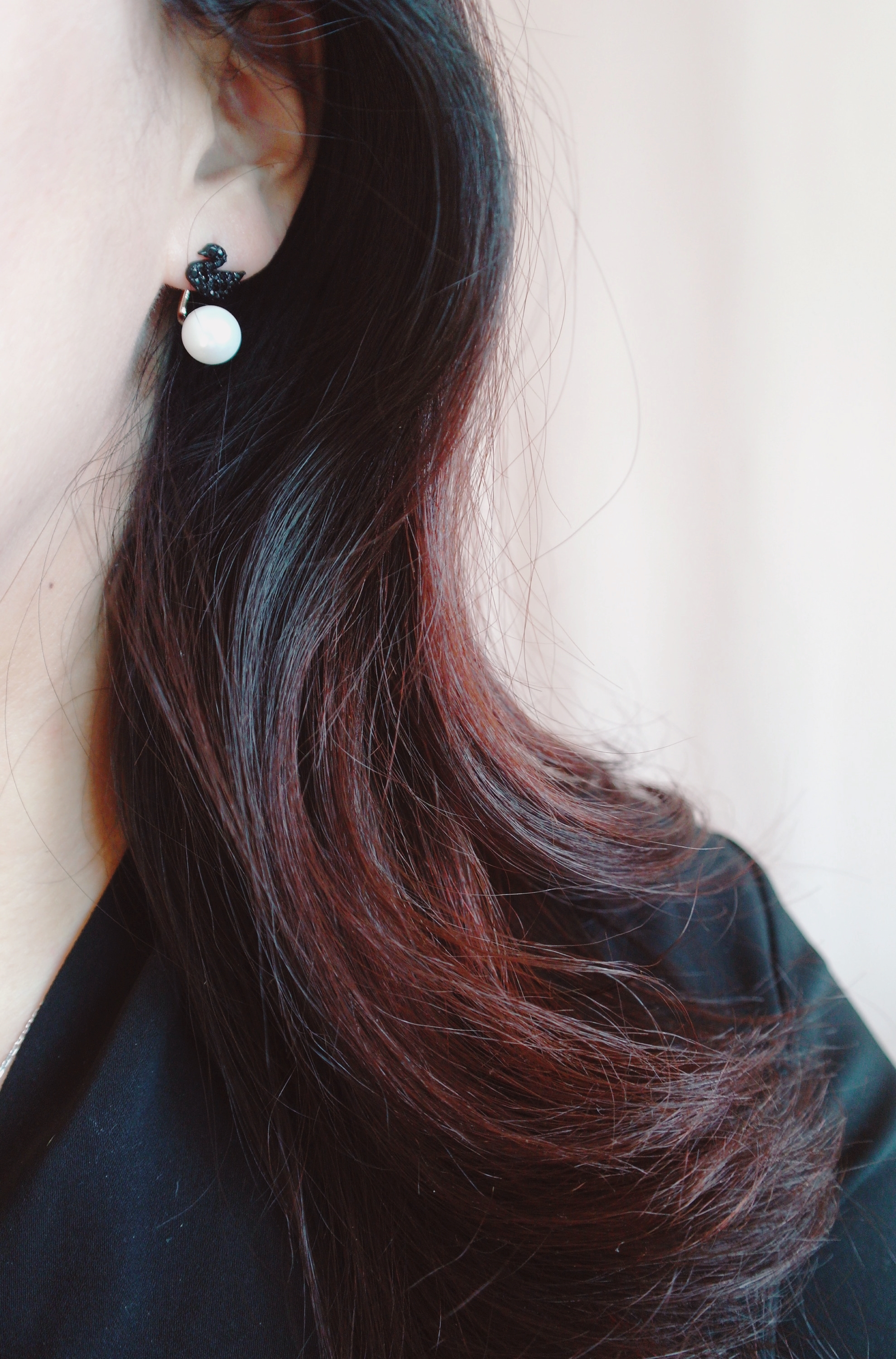 Black Swan Two-Way Pearl Earrings Gilded Wedding F