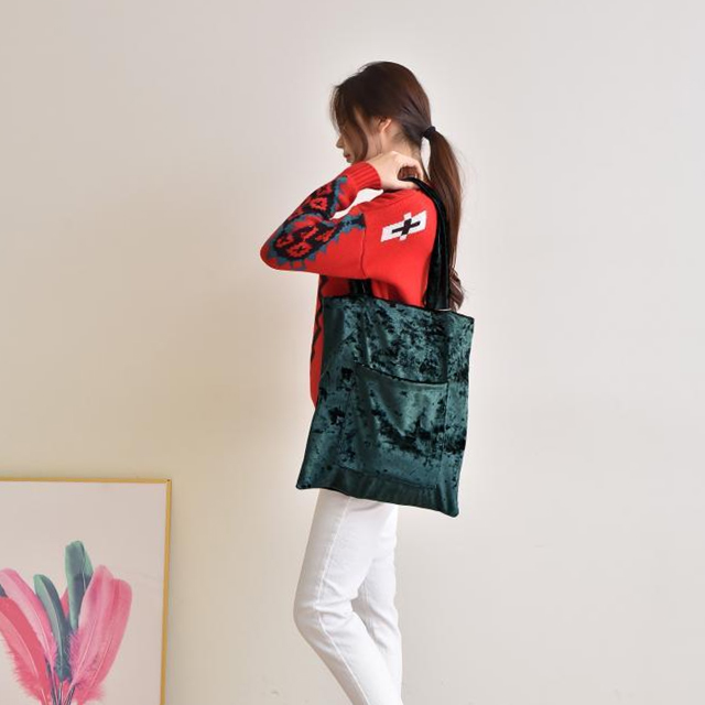 TOTE ECO SHOPPING TRAVEL Green Velor Eco Bag Black