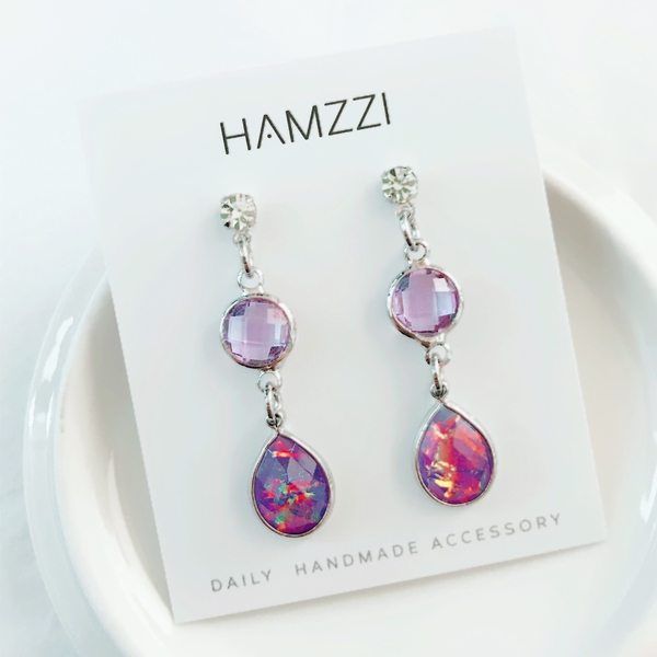 Violet earrings and earrings invisible gift annive