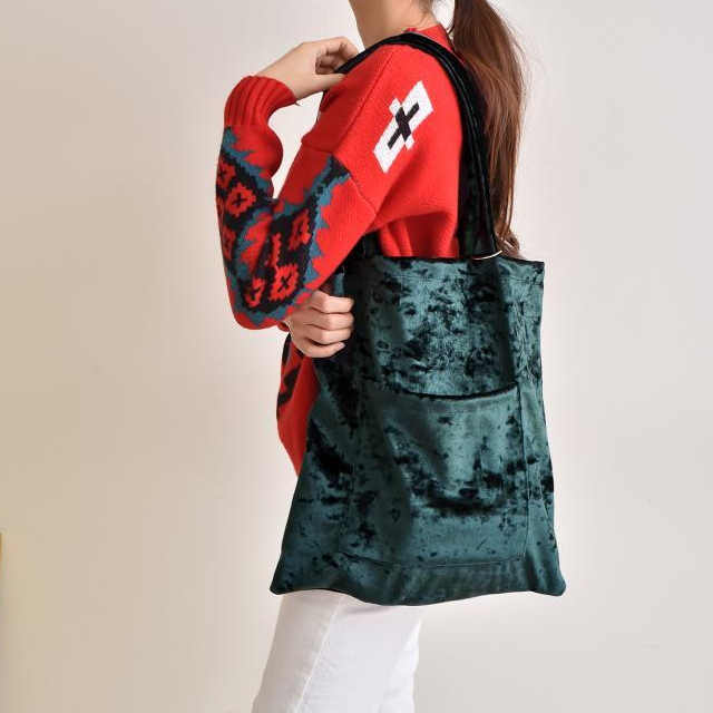 TOTE ECO SHOPPING TRAVEL Green Velor Eco Bag Black