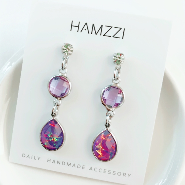 Violet earrings and earrings invisible gift annive