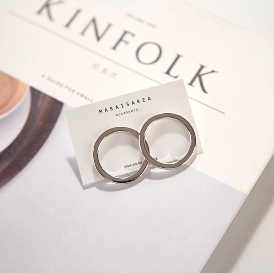 Modern Ring Earrings Silver Circle Simple Daily