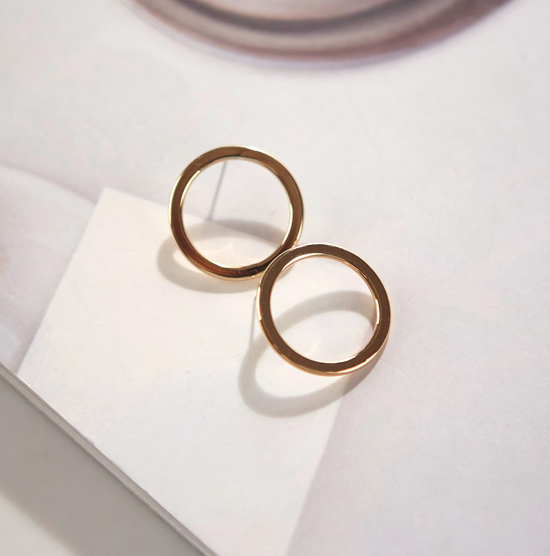 Modern Ring Earrings Silver Circle Simple Daily
