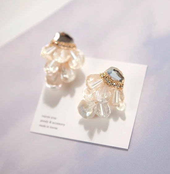 Freshwater pearl wedding earrings silver fancy fem