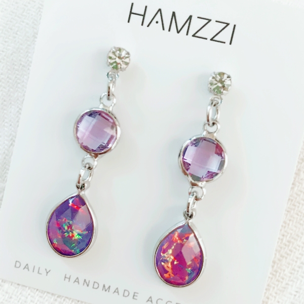 Violet earrings and earrings invisible gift annive