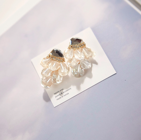 Freshwater pearl wedding earrings silver fancy fem