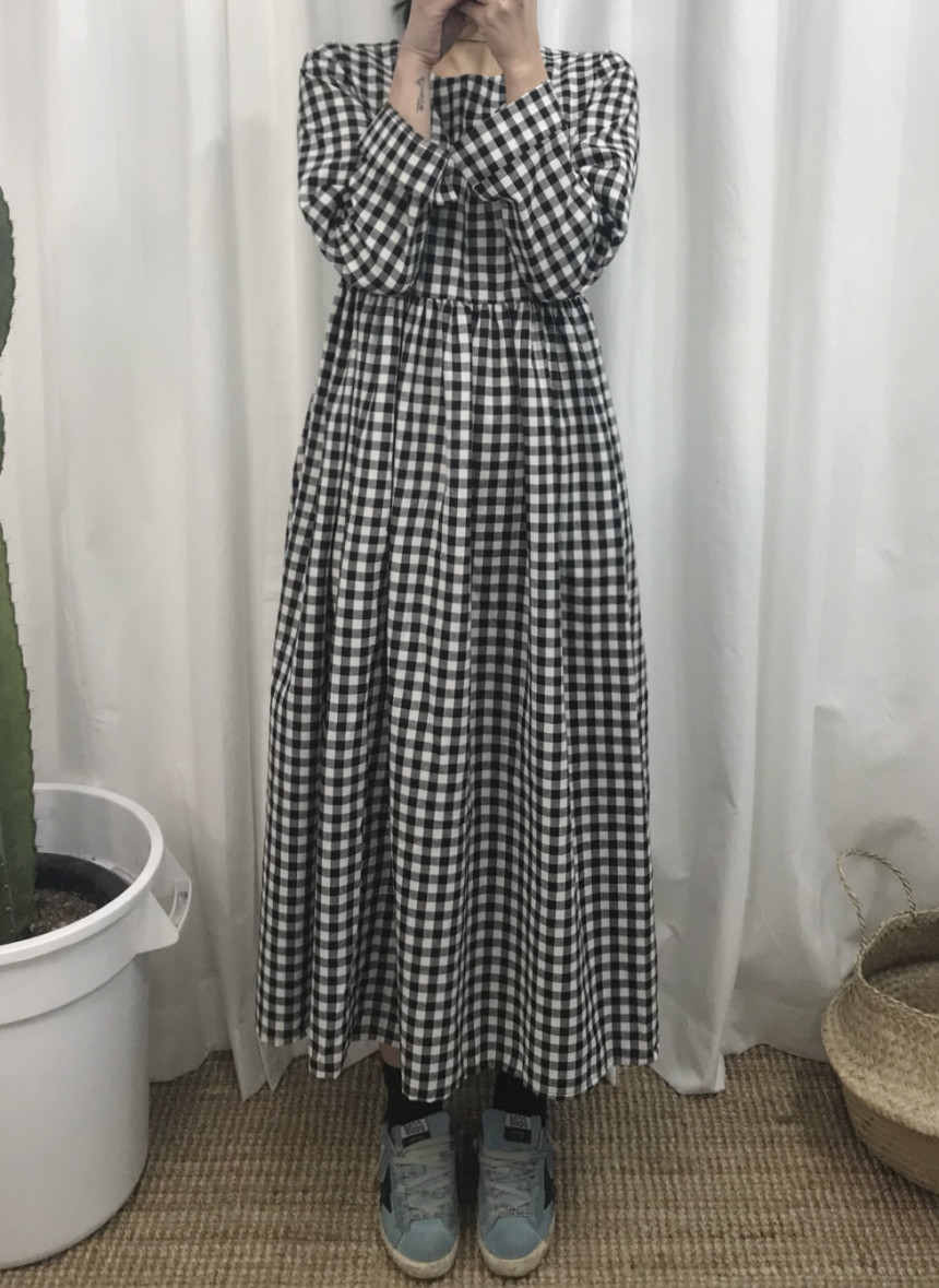 Flare check dress