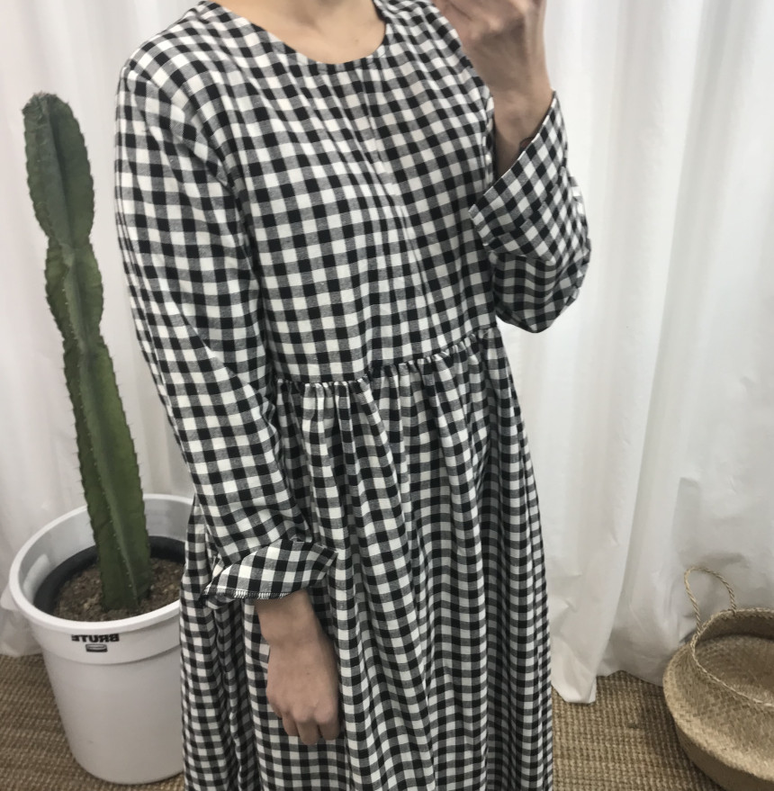 Flare check dress